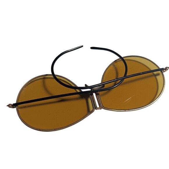 1920's Antique Vintage Sunglasses Amber Outinglas Motorcycle / Aviation Folding - Picture 3 of 10
